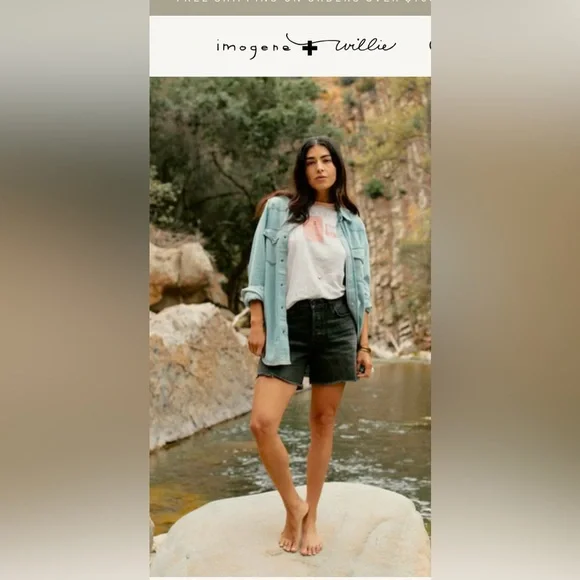 imogene + willie Washed Black High-Rise Jean Shorts - Picture 4 of 12